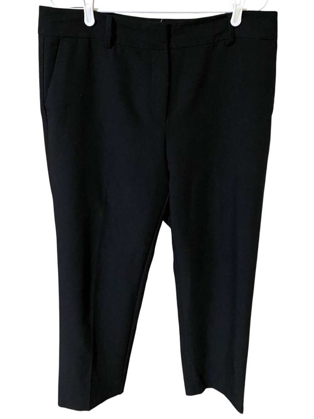 Ann Taylor Factory Womens 12 Black Cropped Pants Straight Quiet Luxury Office
